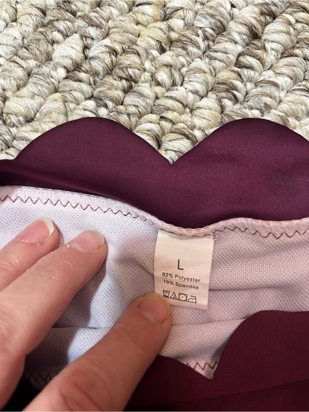 Scalloped High Neck Bikini Set Burgundy Maroon High Waisted Size L - Picture 7 of 16